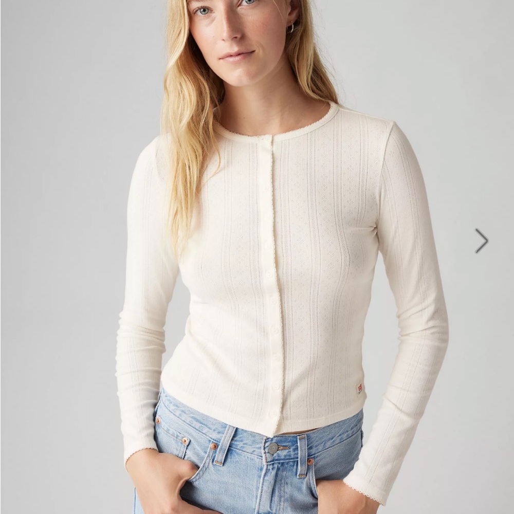 Levi’s white pointelle button cardigan top